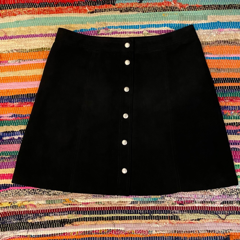 Velvet black button down skirt